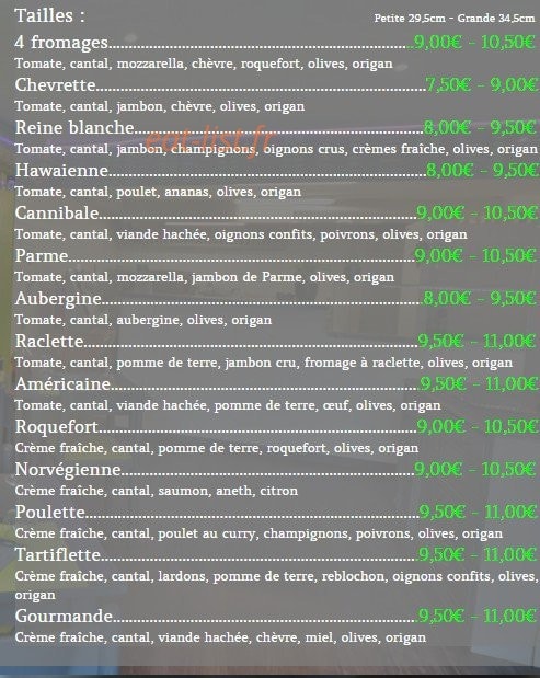 Cagnes pizza — carte page 2