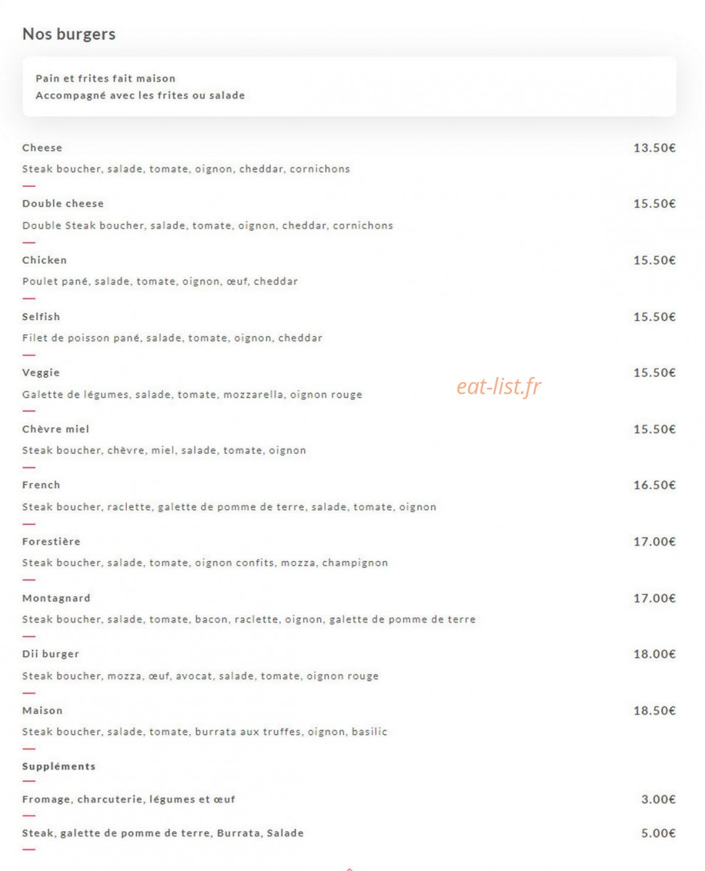 DII Pizza & Burgers — carte page 2