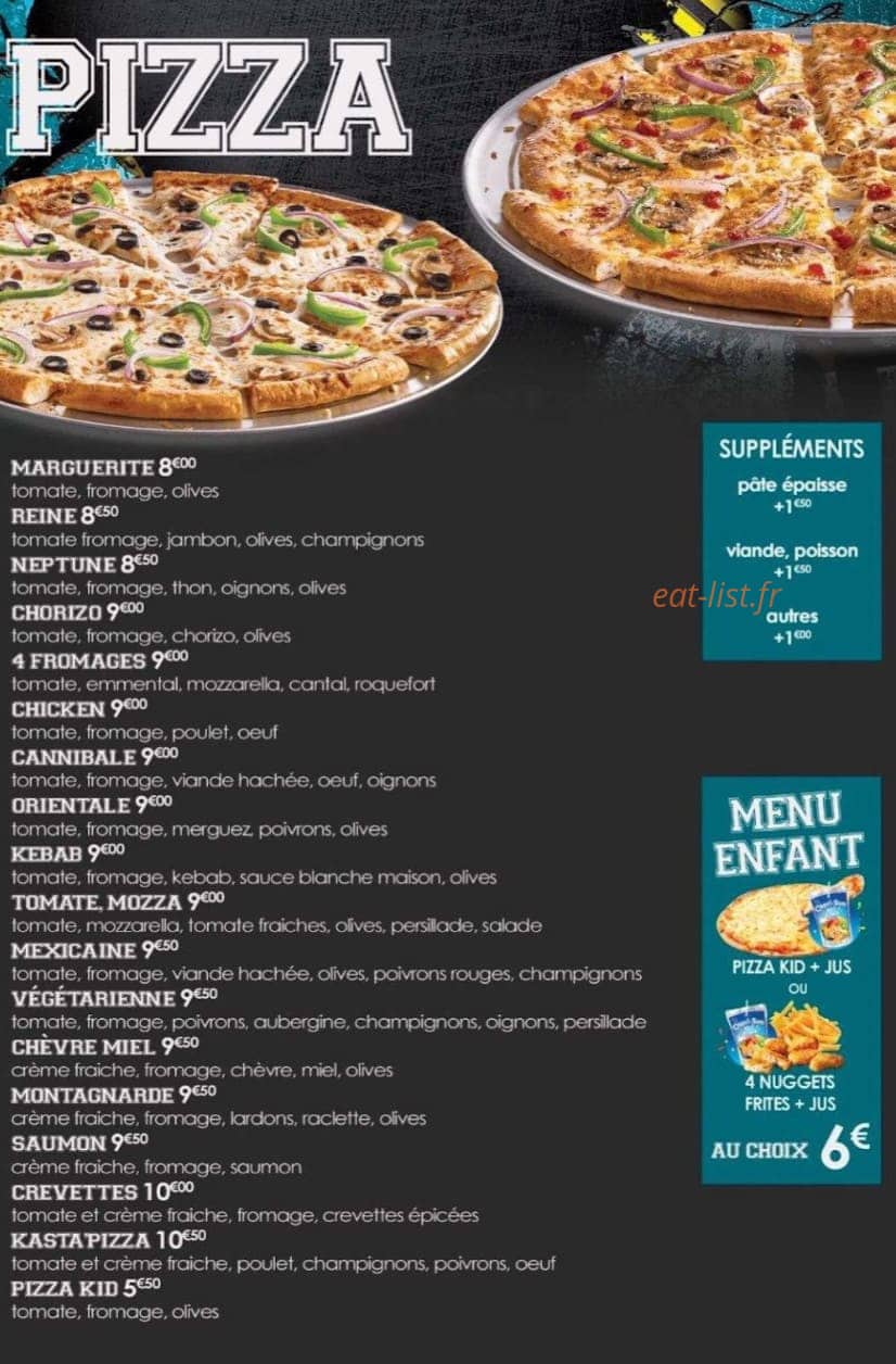 Kasta Pizza — carte page 1