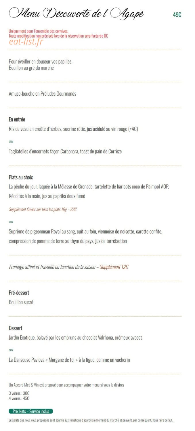 L'Agapè — carte page 2