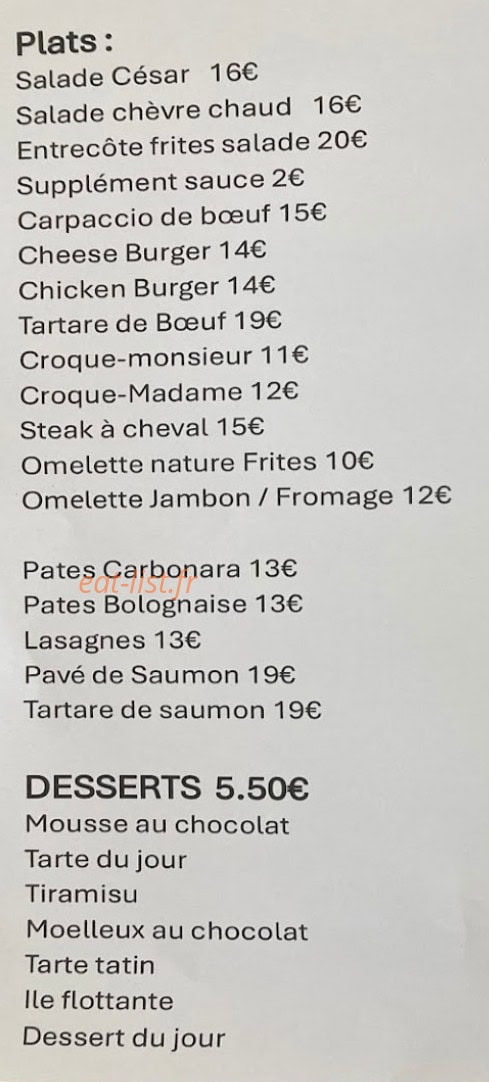 La Cantine de l’hippodrome — carte page 2