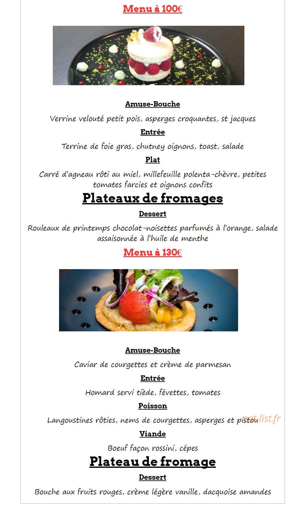La Cuisine d' Alex — carte page 3