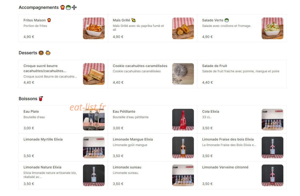 La Fabrique à Croque — carte page 2