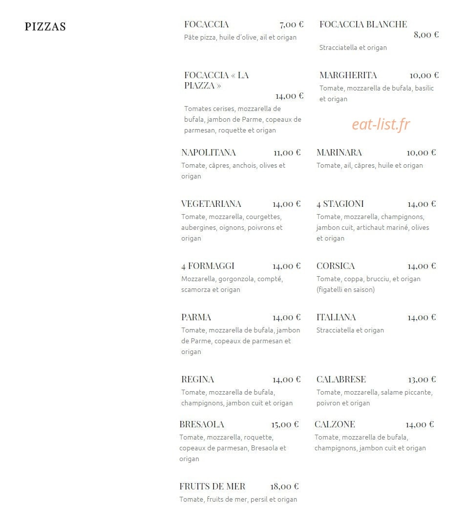 La Piazza — carte page 3