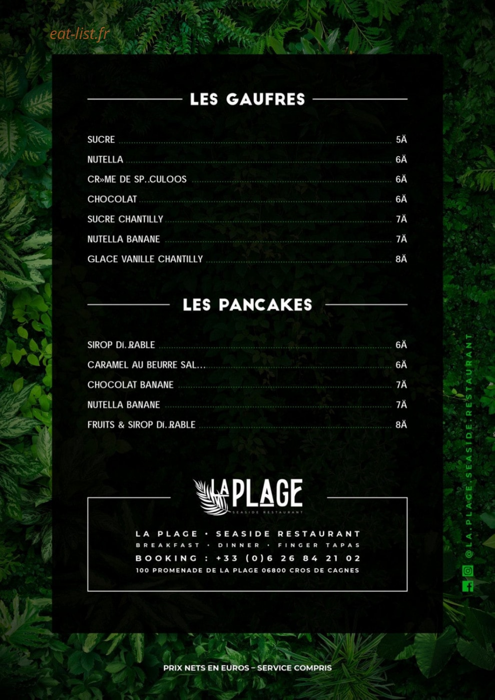 La Plage Seaside — carte page 6