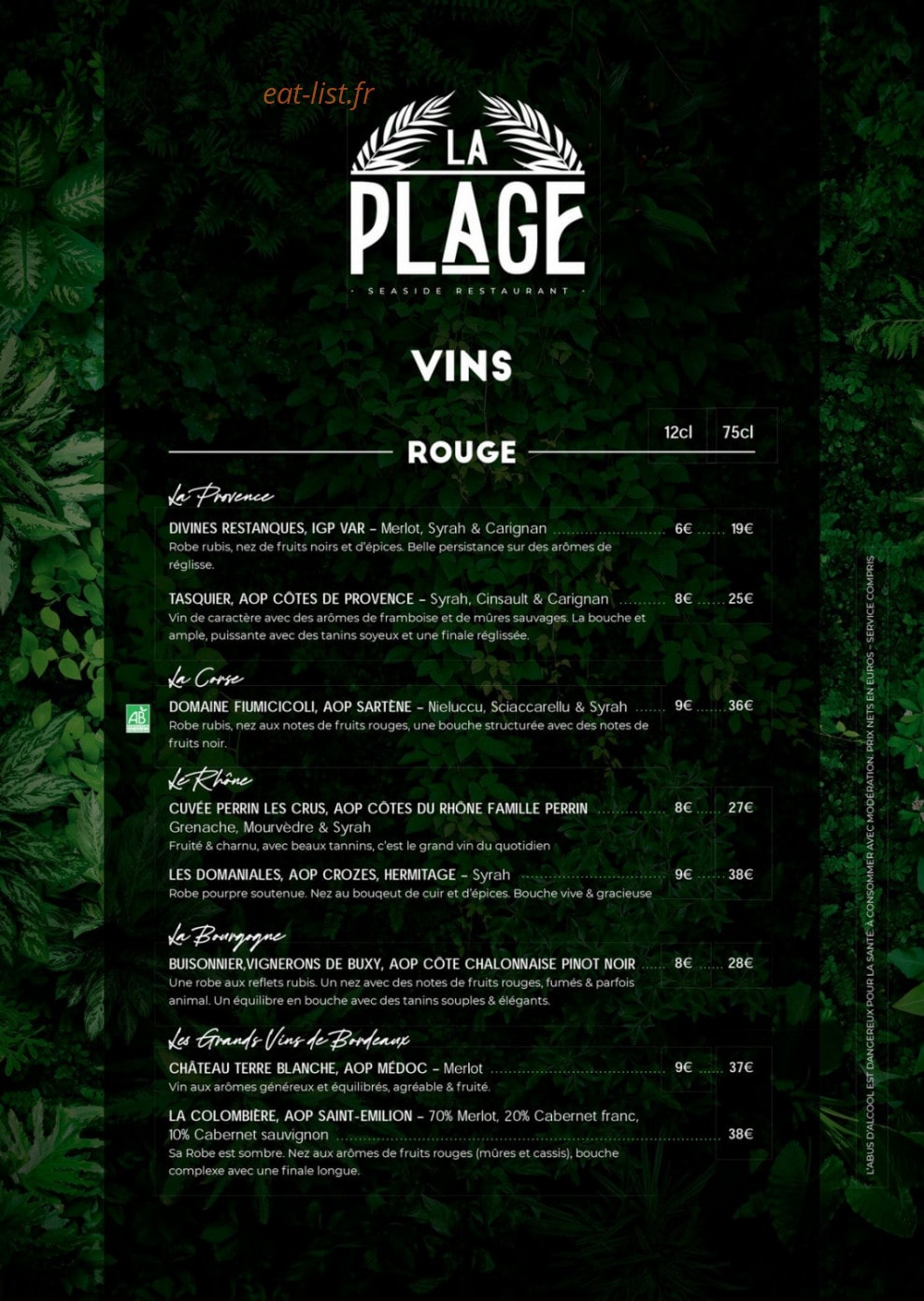 La Plage Seaside — carte page 11
