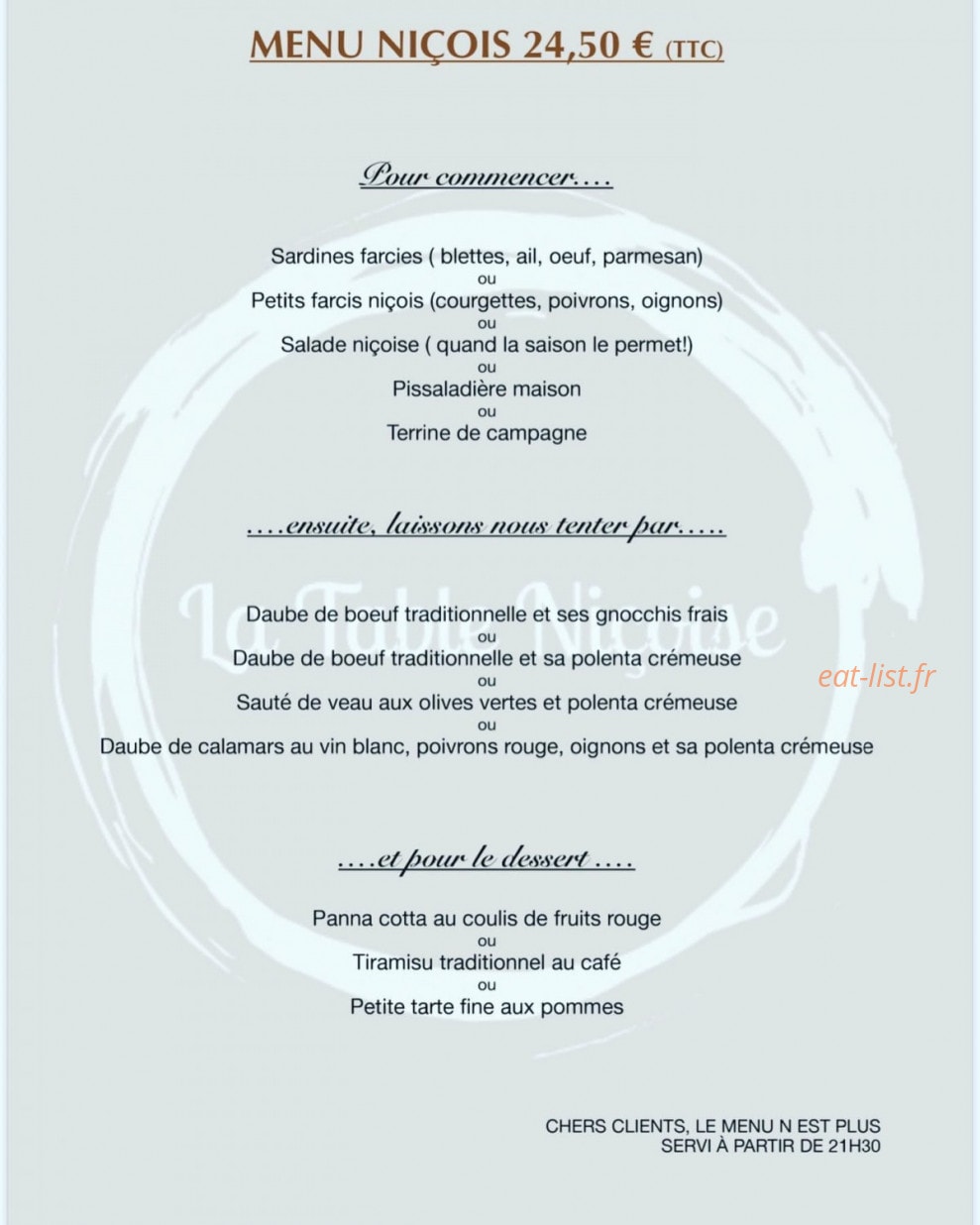 La Table Niçoise — carte page 5