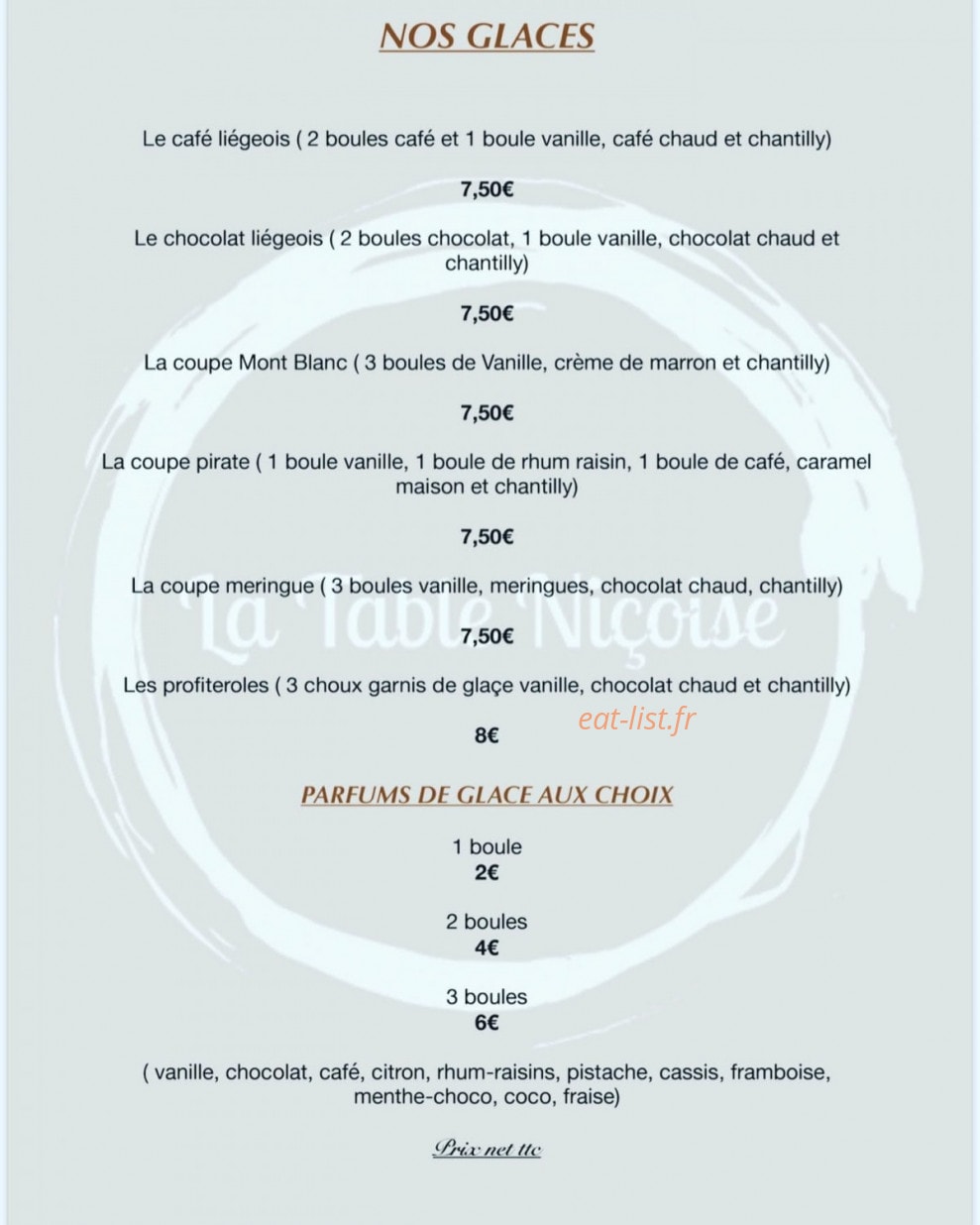 La Table Niçoise — carte page 7