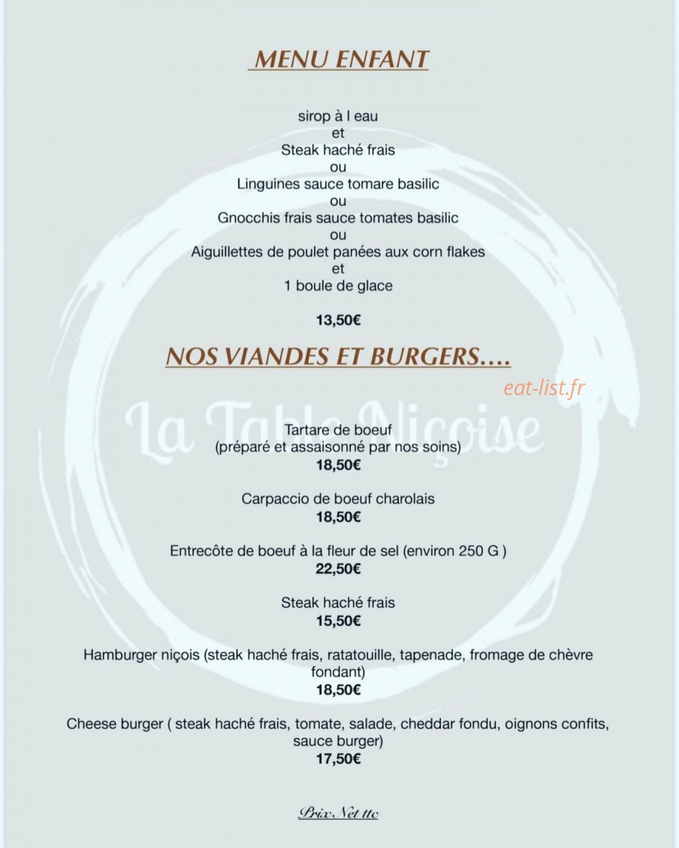 La Table Niçoise — carte page 2
