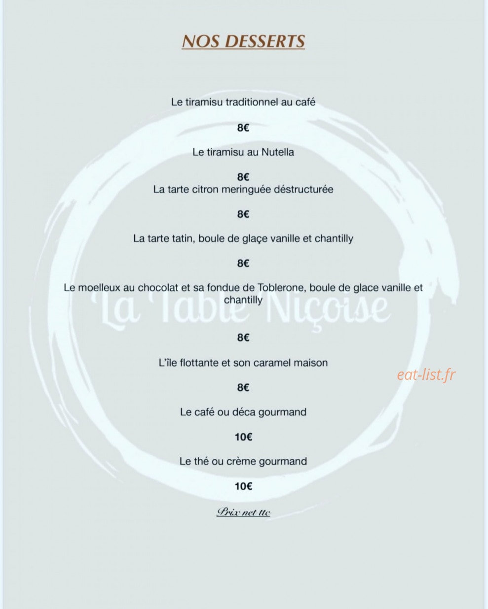La Table Niçoise — carte page 6