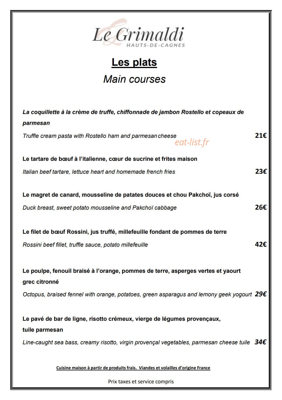 Le Grimaldi — carte page 2