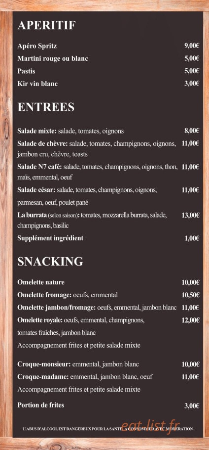 N7 Café — carte page 2