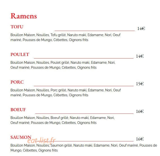 Ramen Tes Sushis — carte page 2