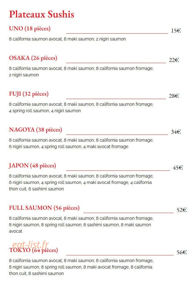 Ramen Tes Sushis — carte page 1