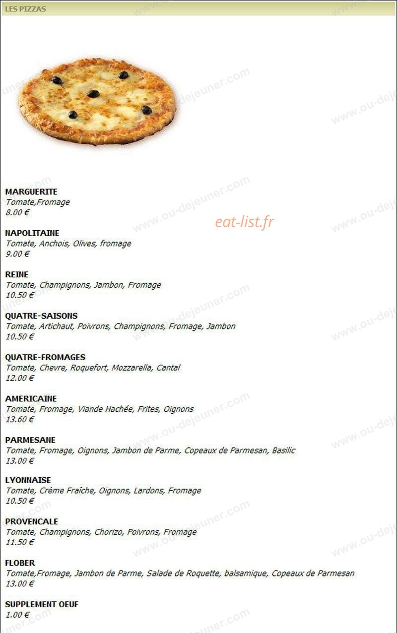 Restaurant le Flober — carte page 1