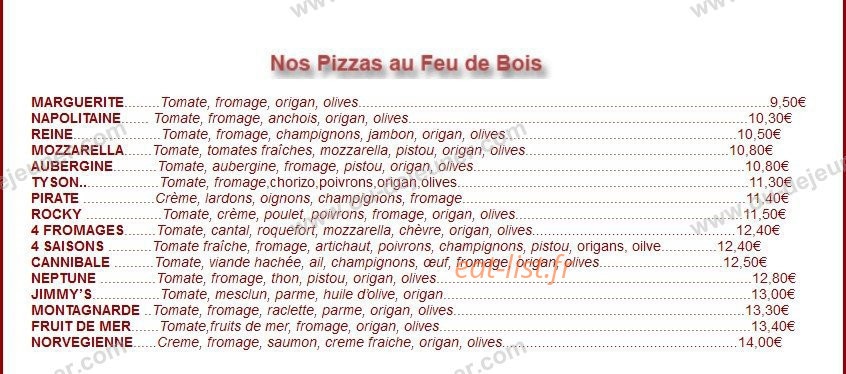 Restaurant Le Jimmy's — carte page 1