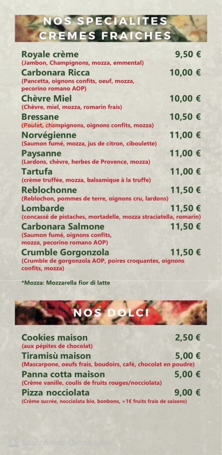 Sorrentino Pizza — carte page 3