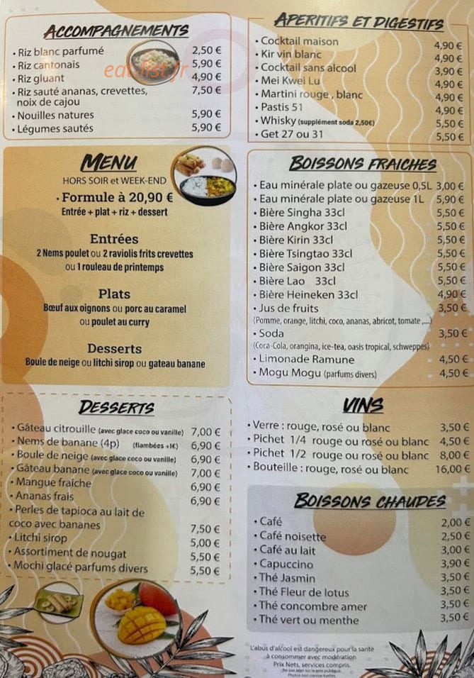 Thaï & Sushi — carte page 2