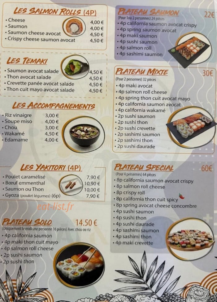 Thaï & Sushi — carte page 3