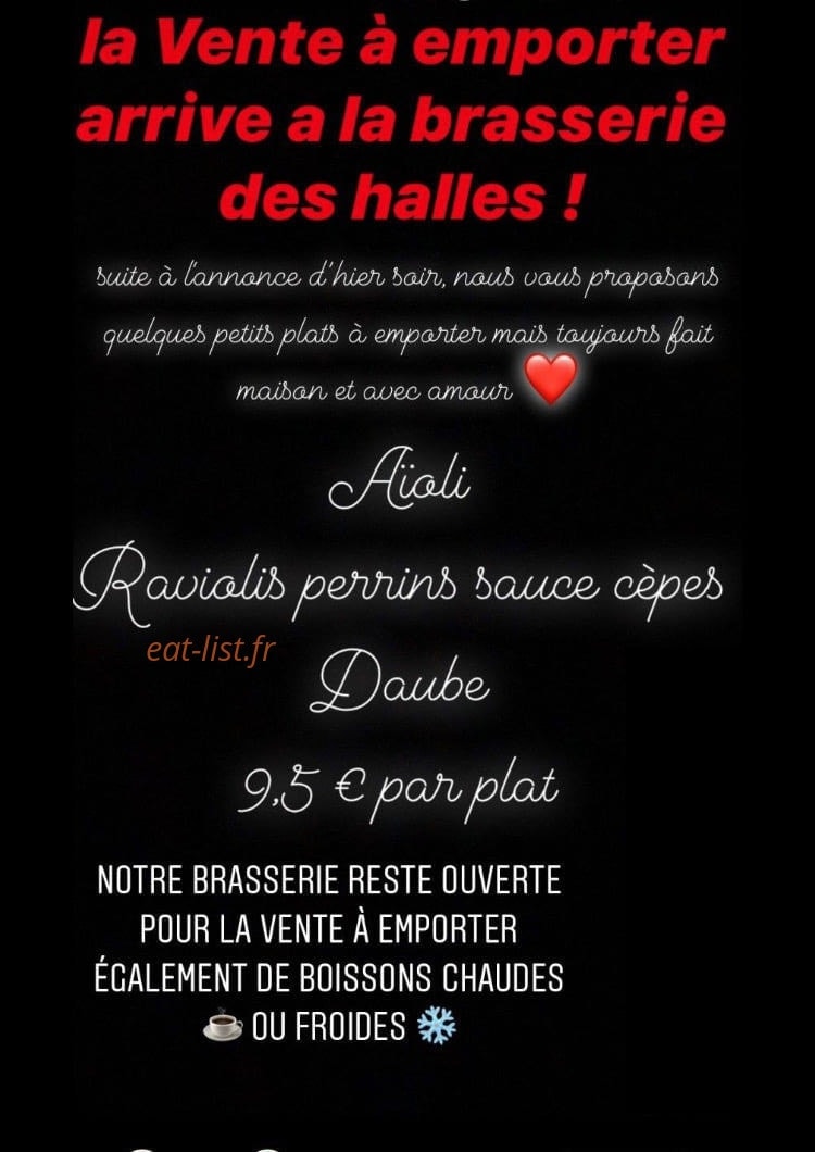 Brasserie des Halles — carte page 1