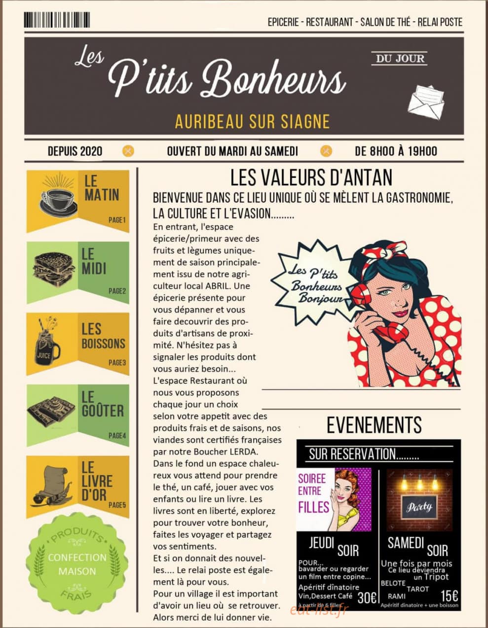 Carte et menu Les p'tits bonheurs Auribeau sur Siagne