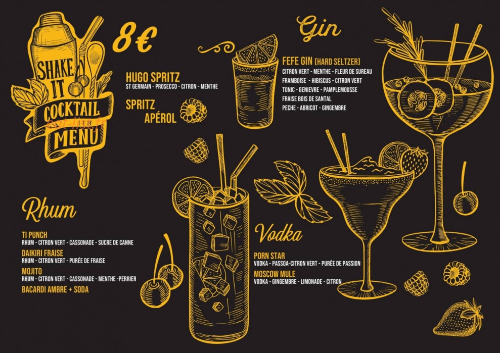 Carte et menu de Les p'tits bonheurs à Auribeau sur Siagne — Les gins, rhums, ...