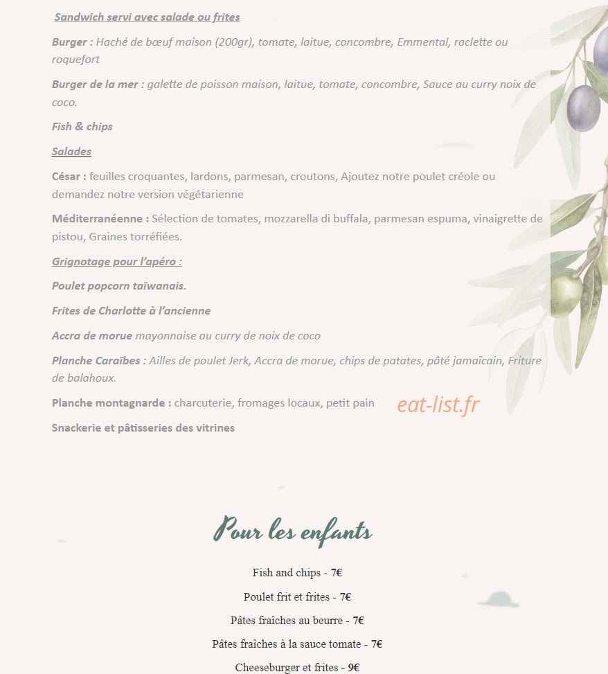 Auberge De Calendal — carte page 2