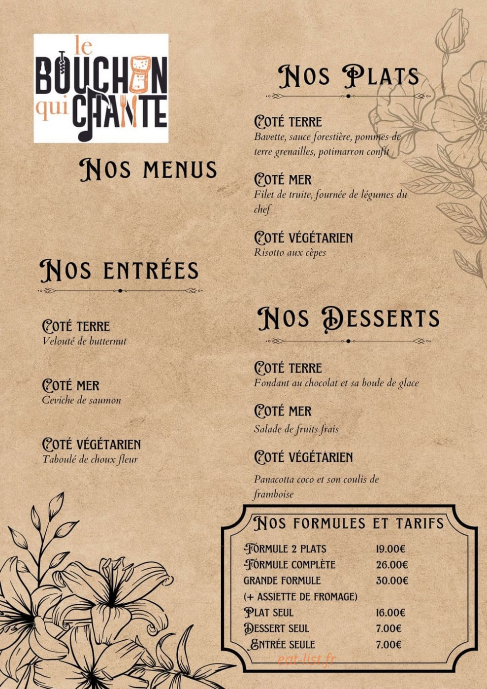 Le Bouchon qui chante — carte page 1