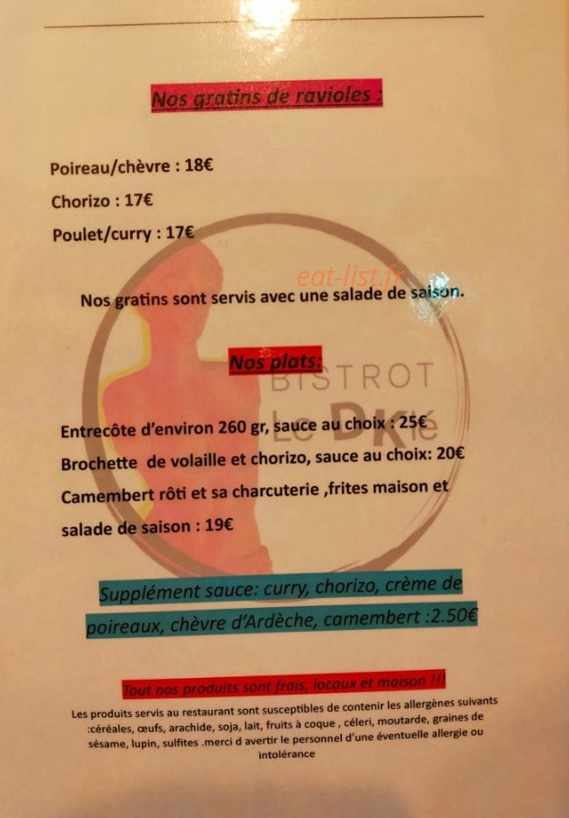 Bistrot le dklé — carte page 4