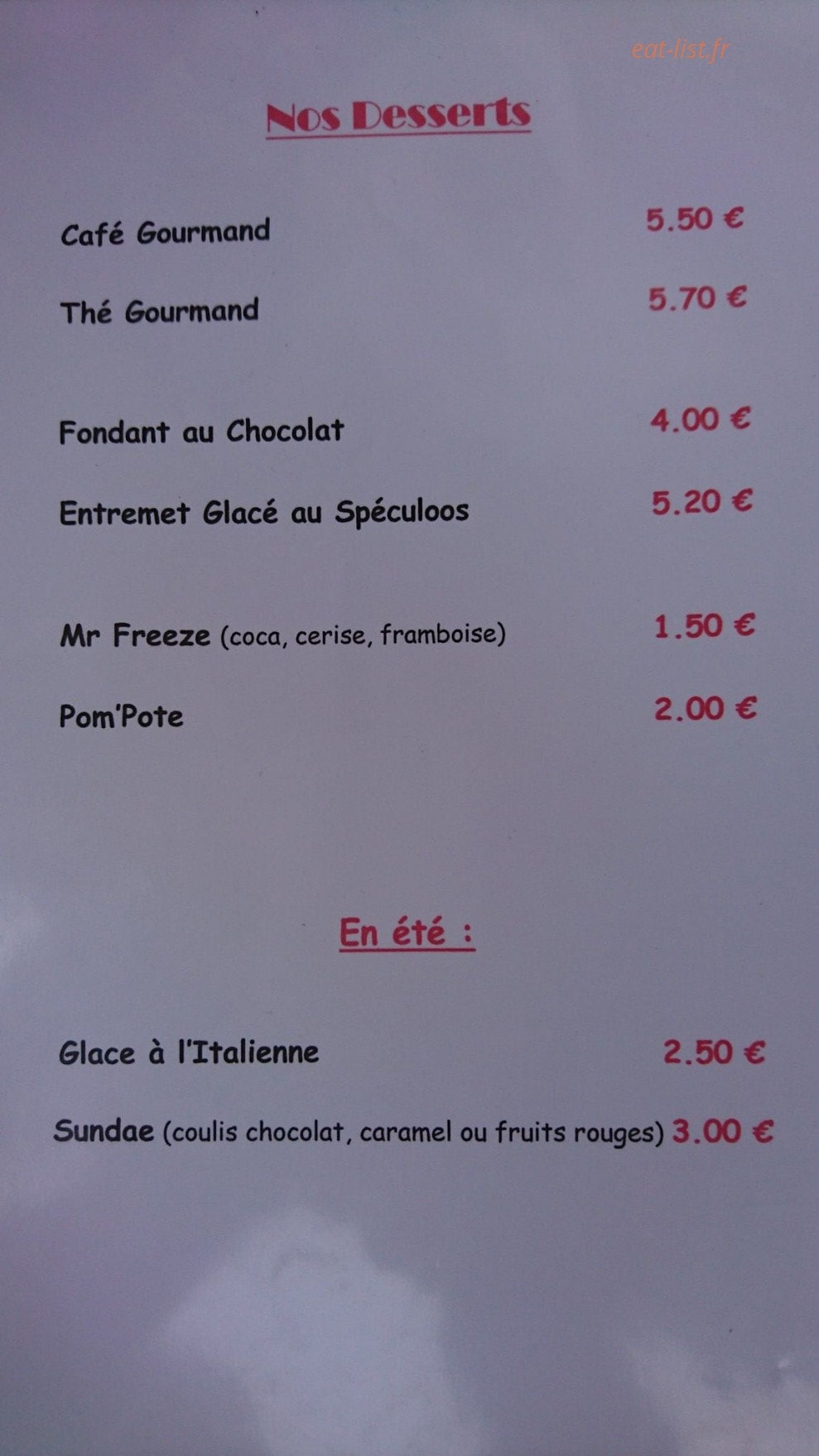 Burger Bar — carte page 4