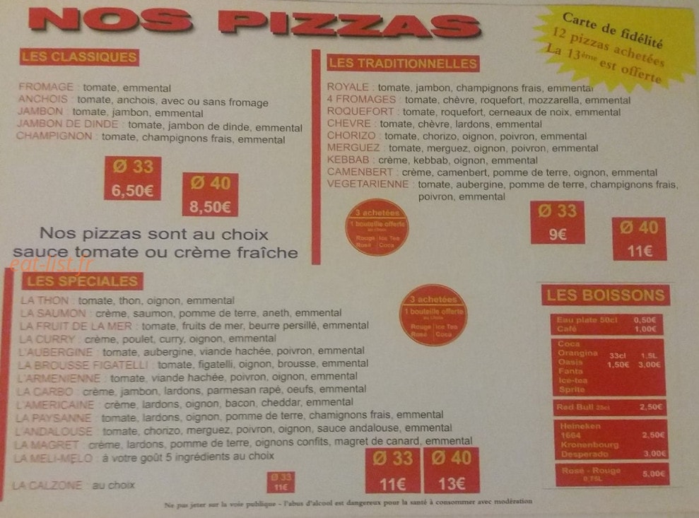 Chez Nico — carte page 1