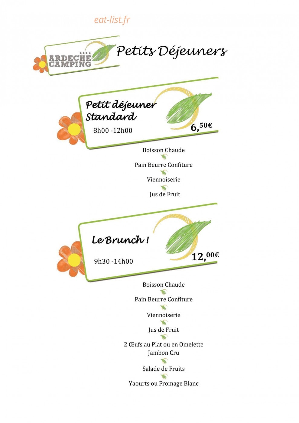 Restaurant du Camping de Privas — carte page 4