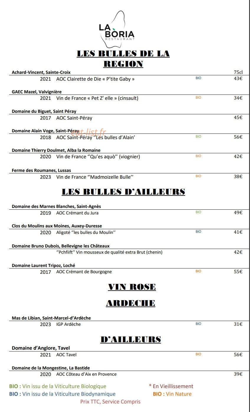 La Bòria — carte page 2