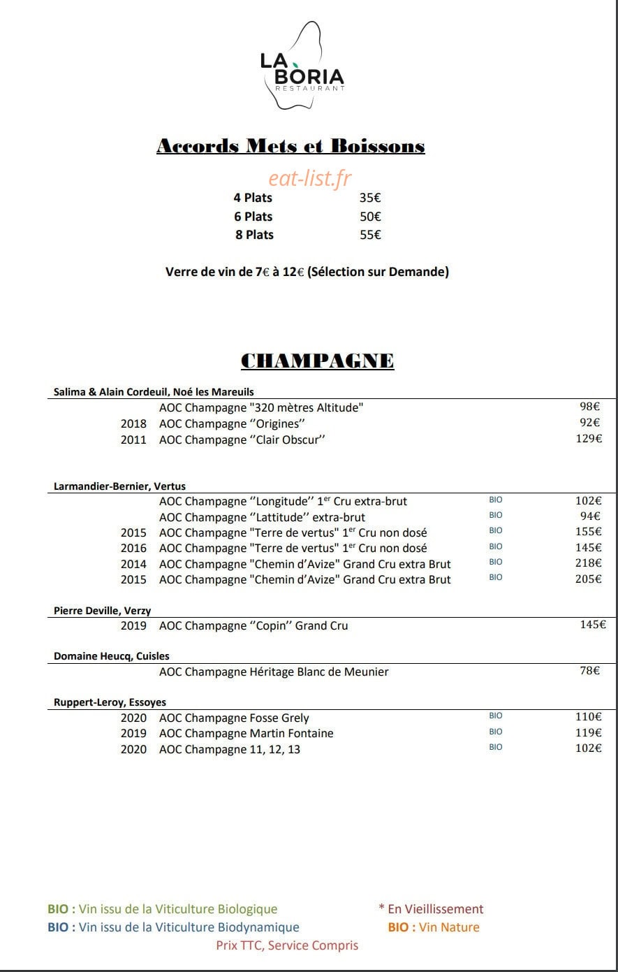La Bòria — carte page 1