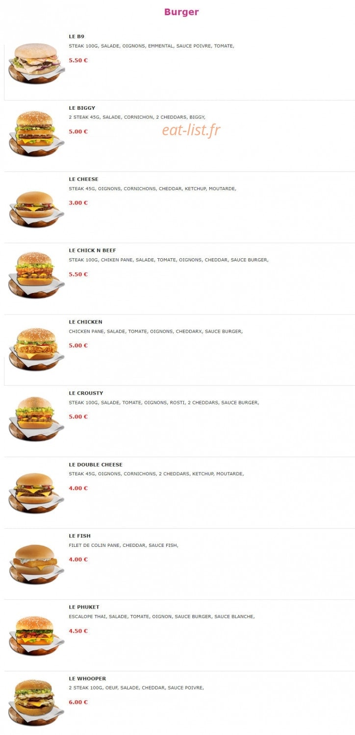 Burger Nine — carte page 6