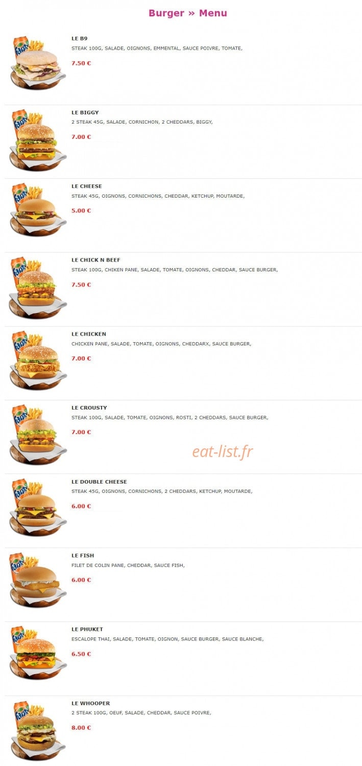 Burger Nine — carte page 7
