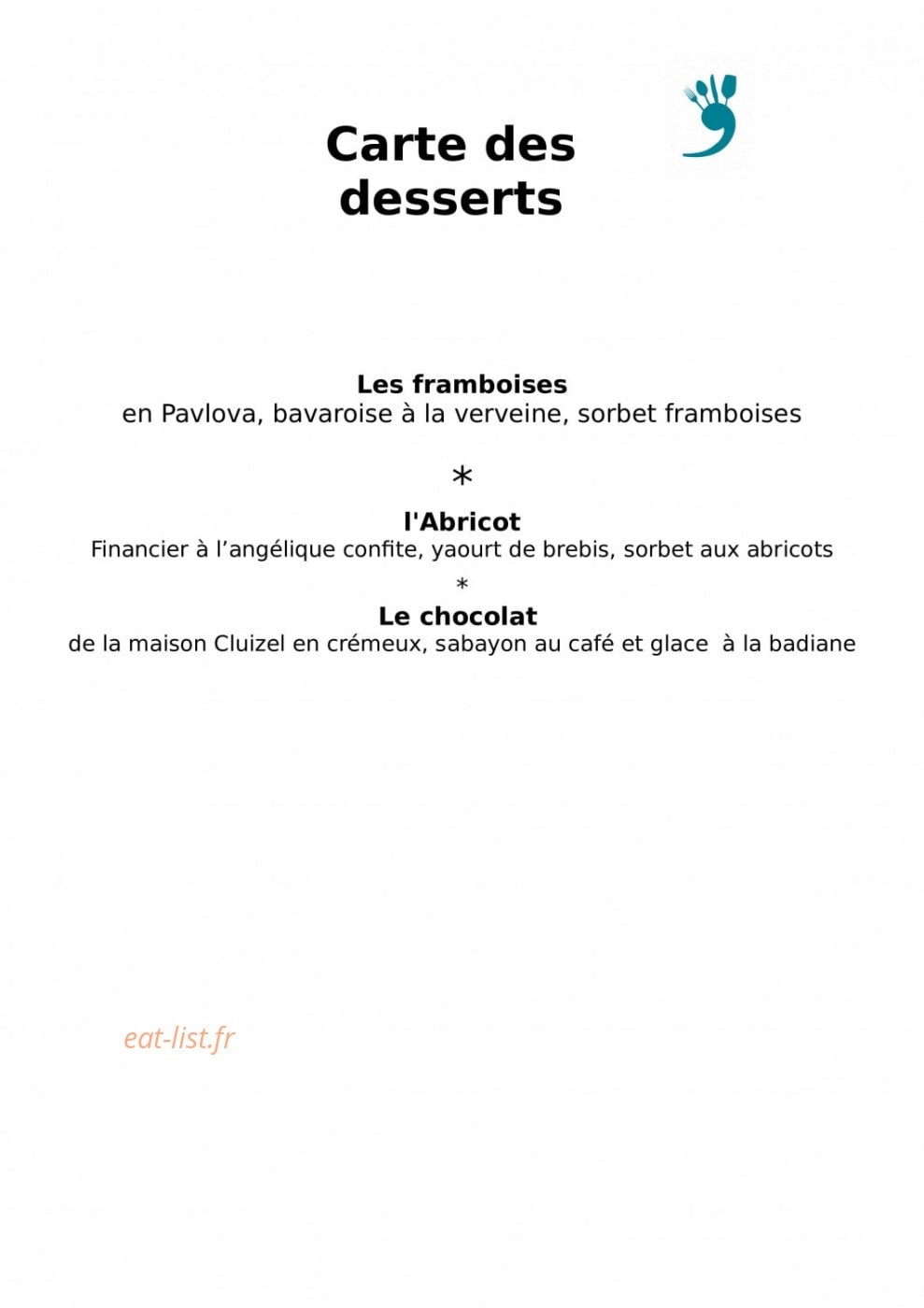 Restaurant l'Essentiel — carte page 5