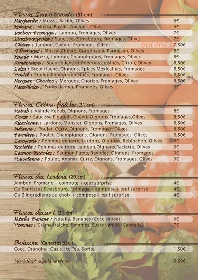 Massilia Pizza — carte page 2