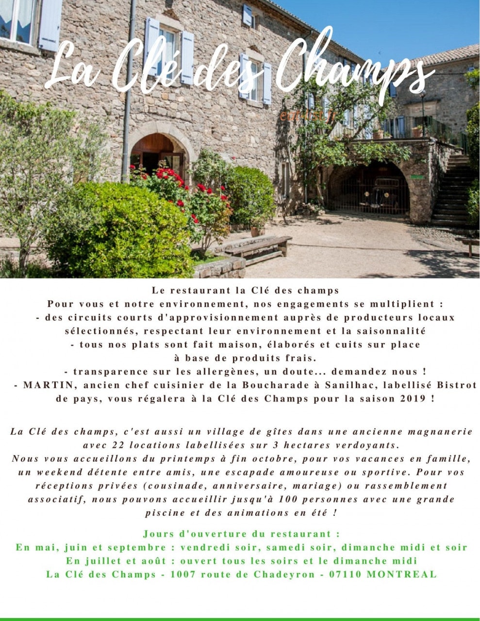 La Clé des Champs — carte page 1