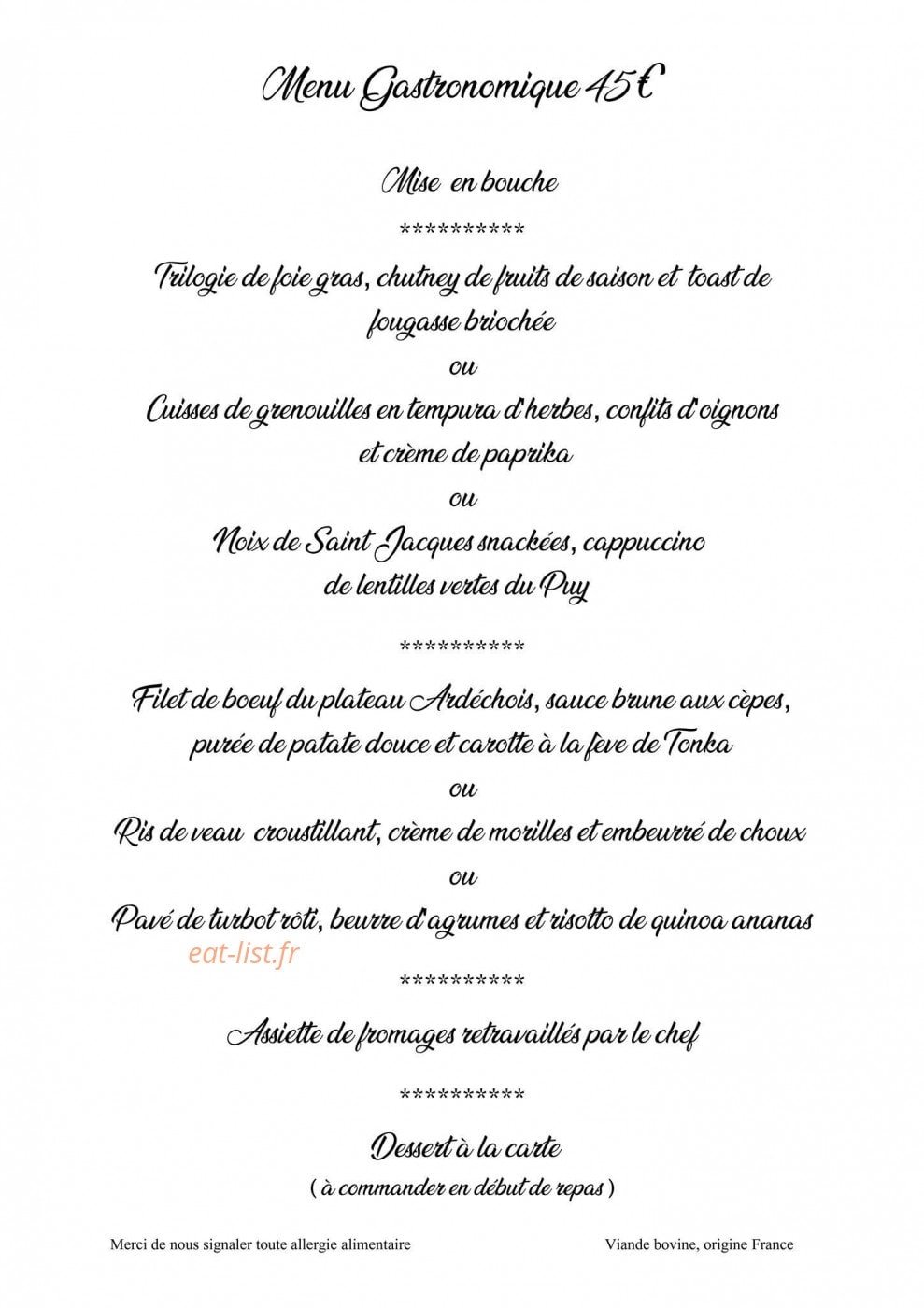 Le Chêne Vert — carte page 1