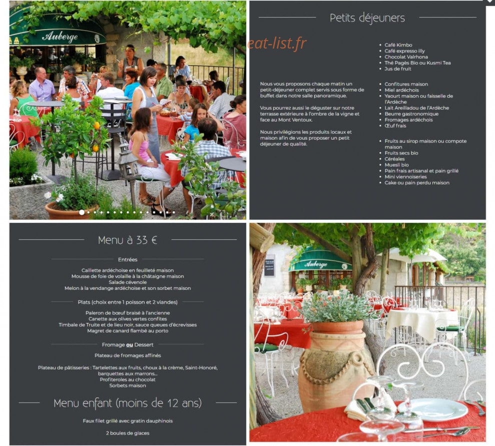 Auberge de la Tour de Brison — carte page 1