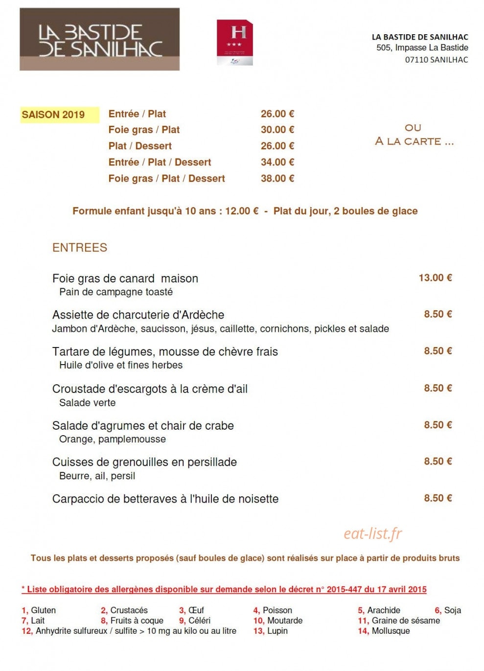 La Bastide de Sanilhac — carte page 1