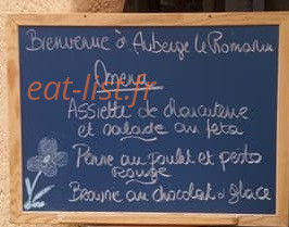 Auberge Le Romarin — carte page 1
