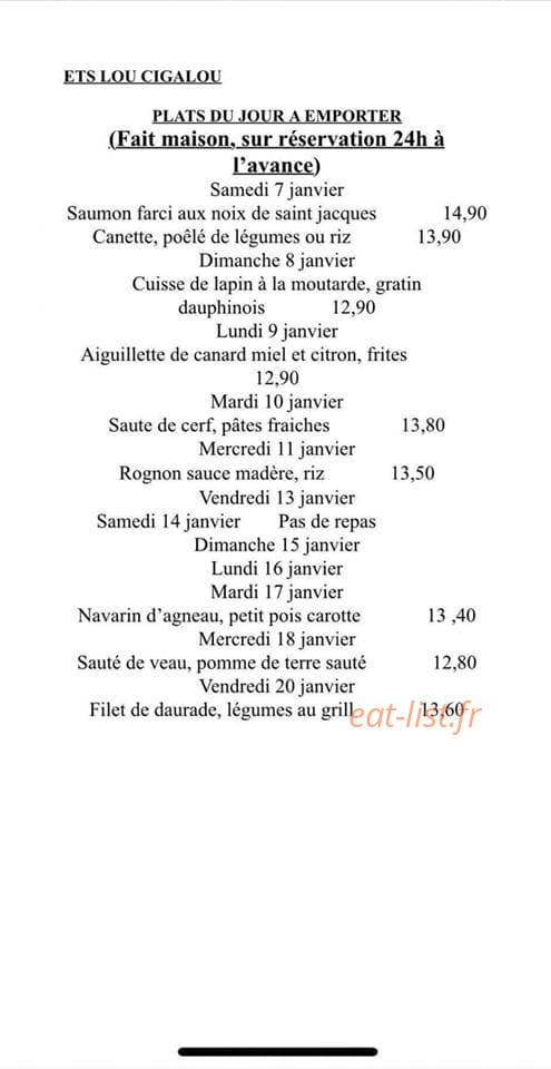 Lou Cigalou — carte page 1