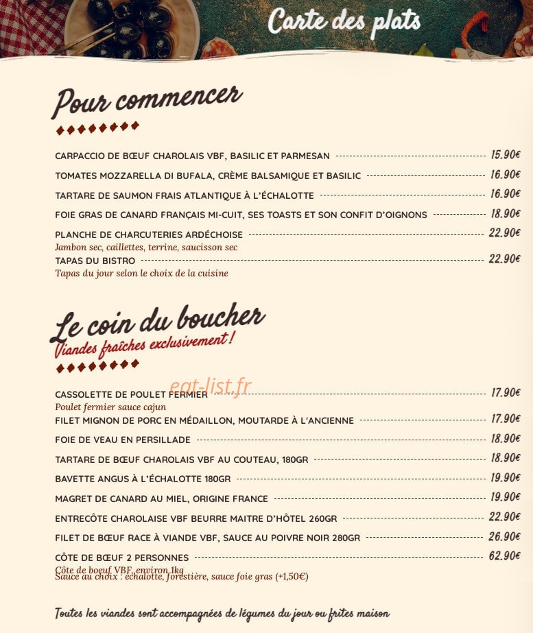 Le Bistronome — carte page 1