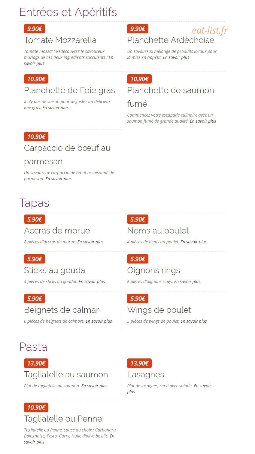Ti'One Café — carte page 2