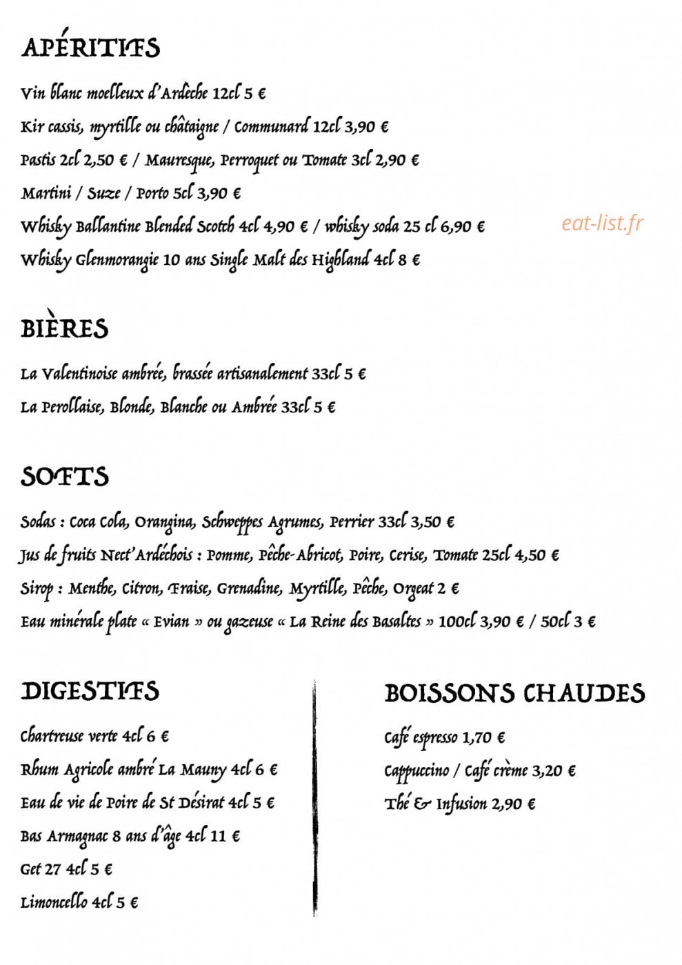 Auberge de Crussol — carte page 2