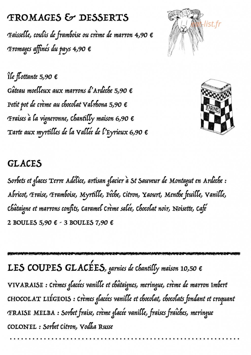 Auberge de Crussol — carte page 6
