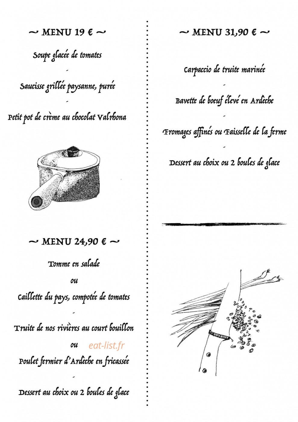 Auberge de Crussol — carte page 3
