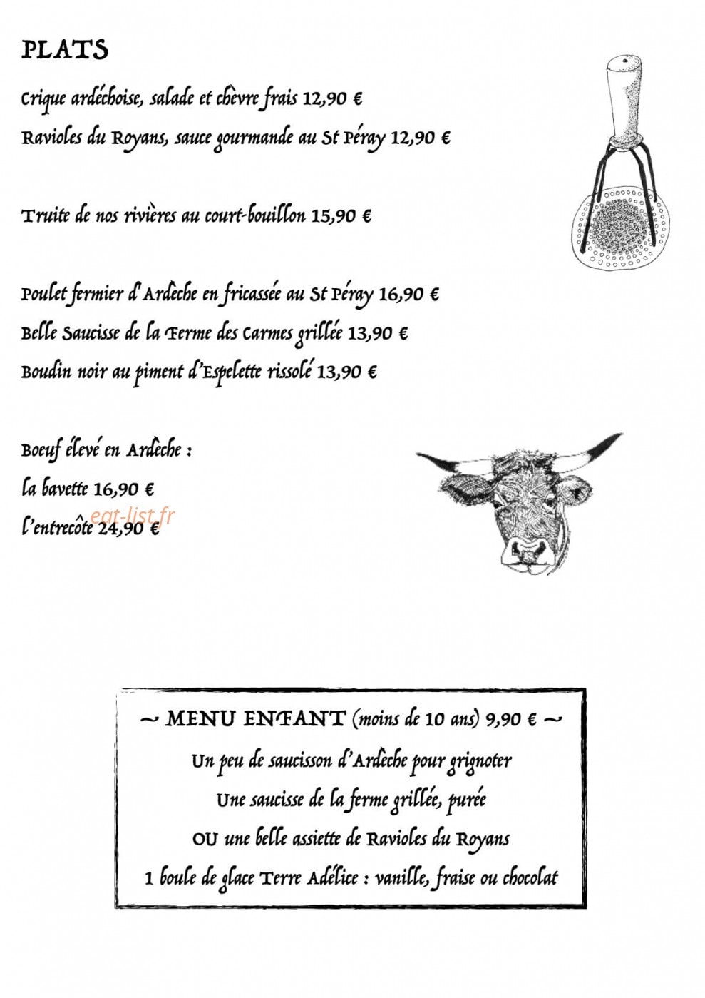 Auberge de Crussol — carte page 5
